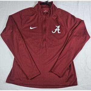 NIKE Women's University of Alabama 1/4 Zip Jacket Dri-Fit Crimsom Tide Fan Large